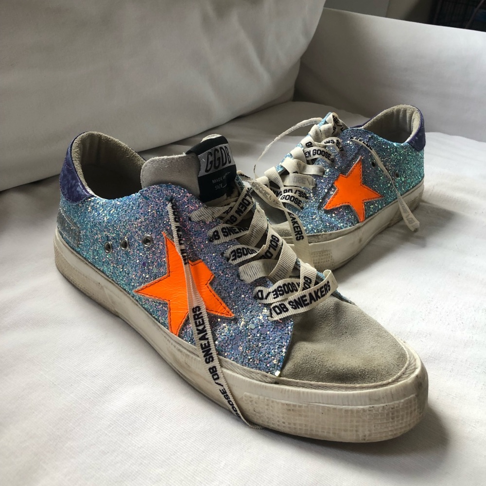 Golden goose blue sparkle sneakers
